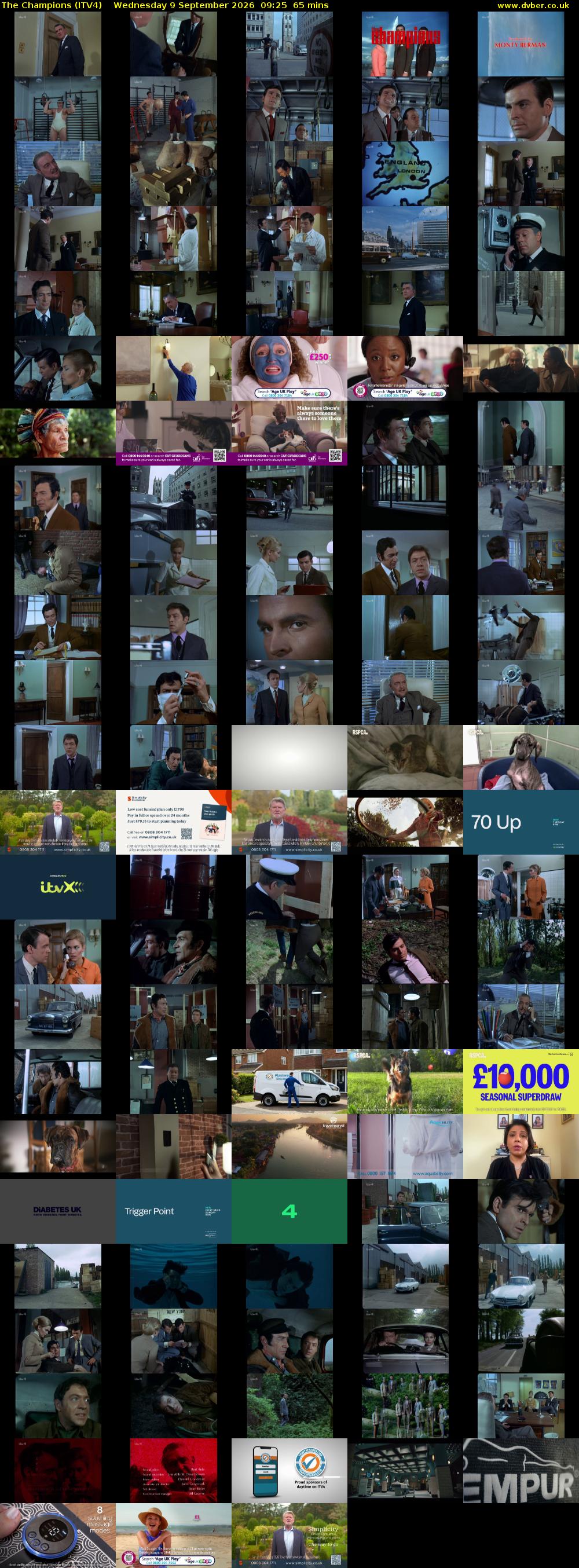 The Champions (ITV4) Wednesday 9 September 2026 09:25 - 10:30