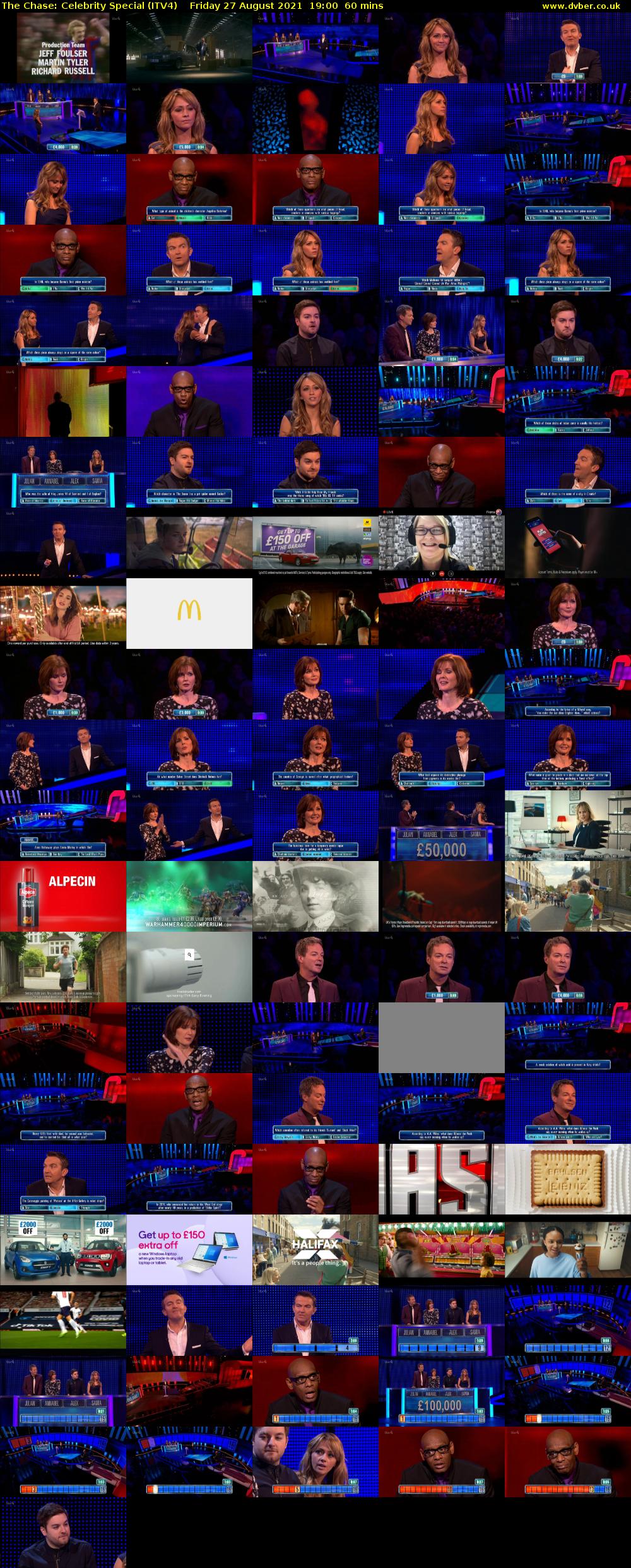 The Chase: Celebrity Special (ITV4) Friday 27 August 2021 19:00 - 20:00