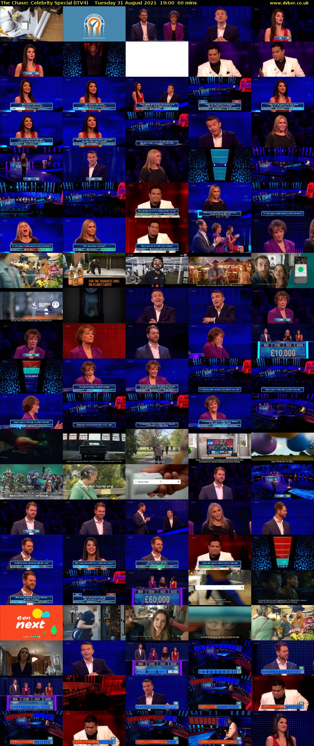 The Chase: Celebrity Special (ITV4) Tuesday 31 August 2021 19:00 - 20:00