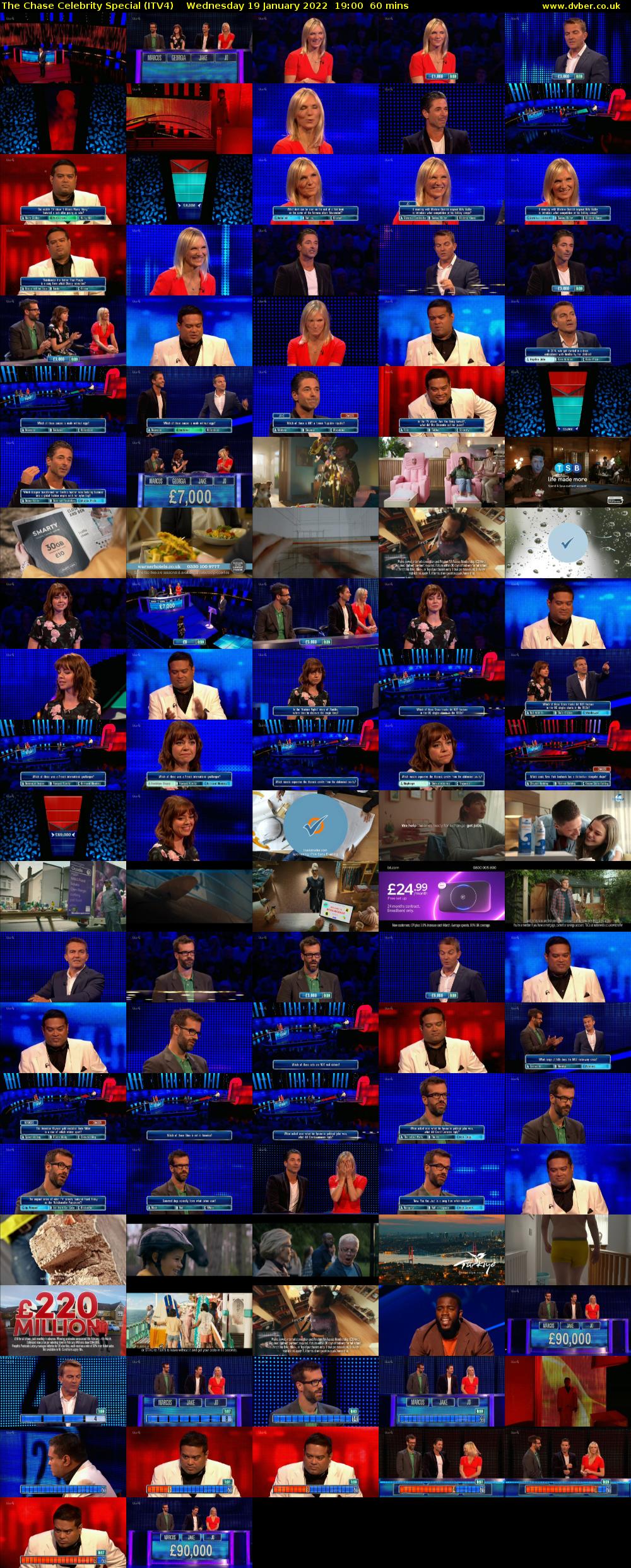The Chase Celebrity Special (ITV4) Wednesday 19 January 2022 19:00 - 20:00