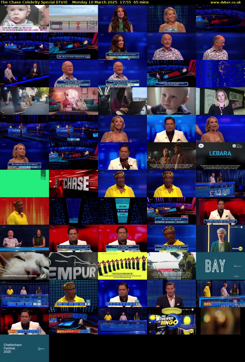The Chase Celebrity Special (ITV4) Monday 10 March 2025 17:55 - 19:00