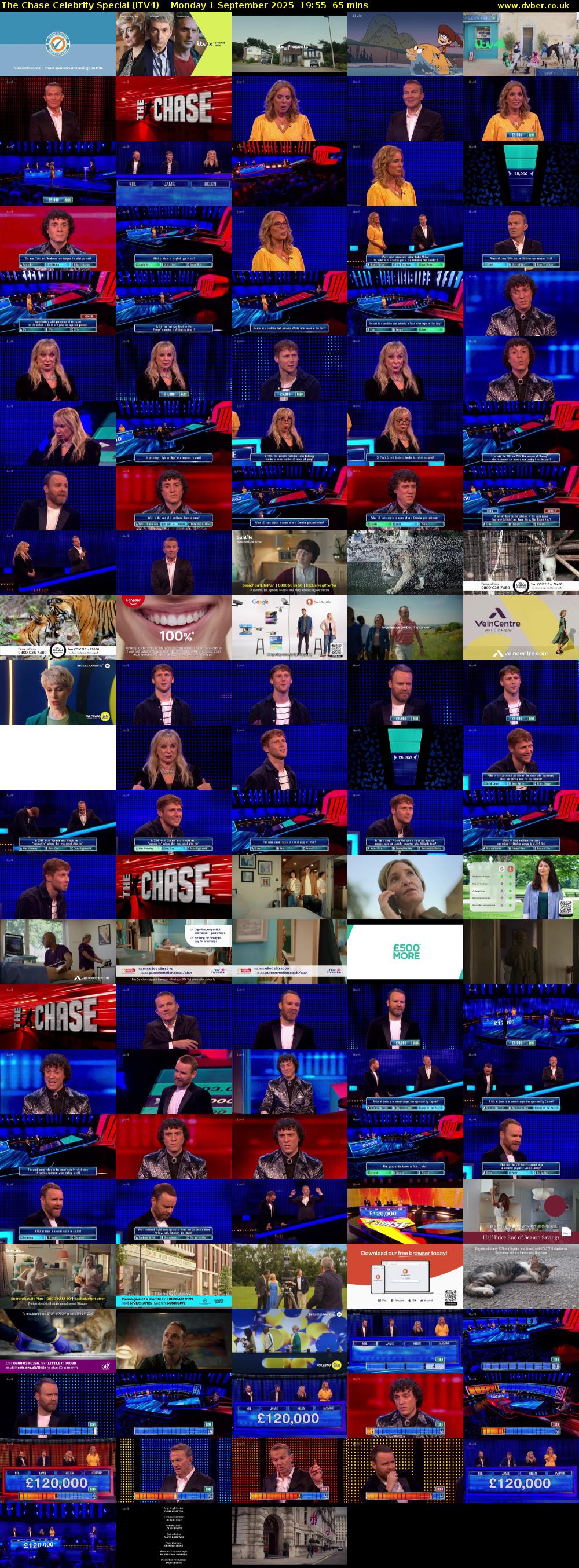 The Chase Celebrity Special (ITV4) Monday 1 September 2025 19:55 - 21:00