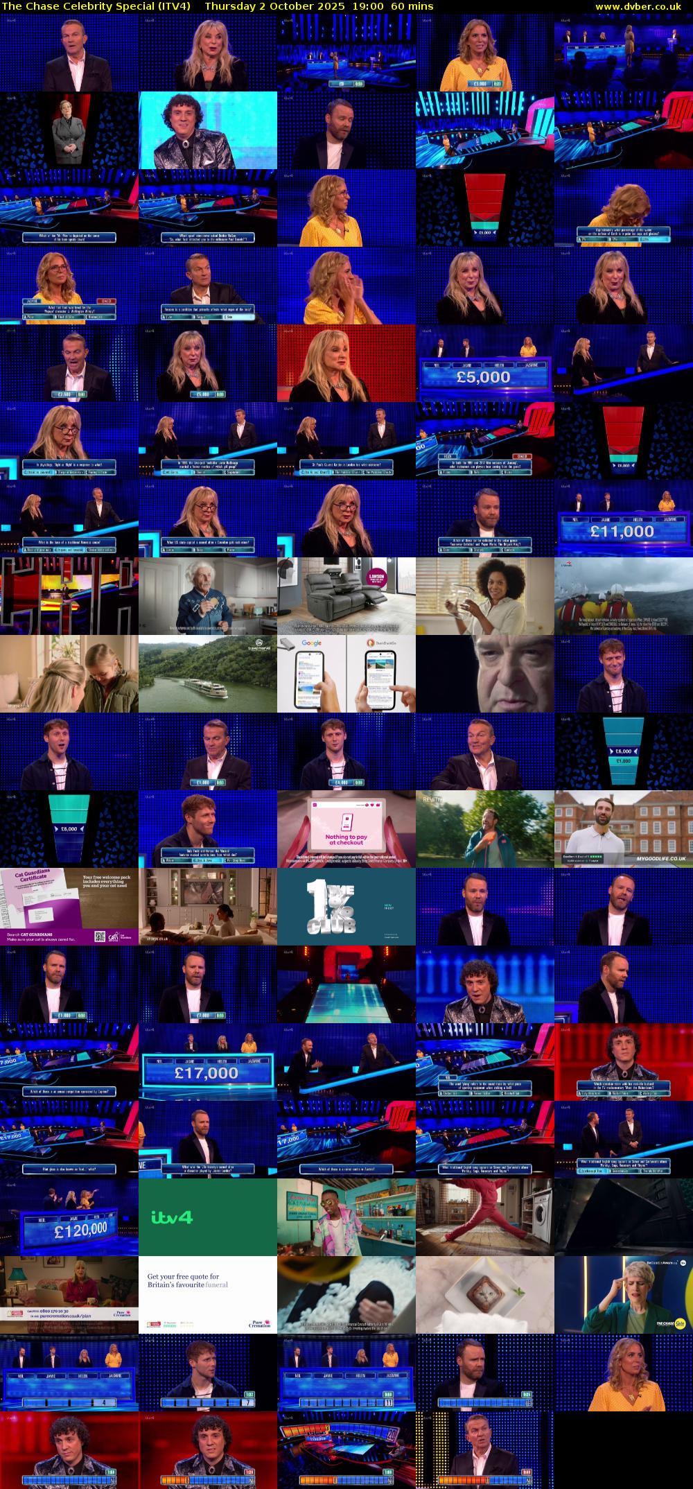 The Chase Celebrity Special (ITV4) Thursday 2 October 2025 19:00 - 20:00