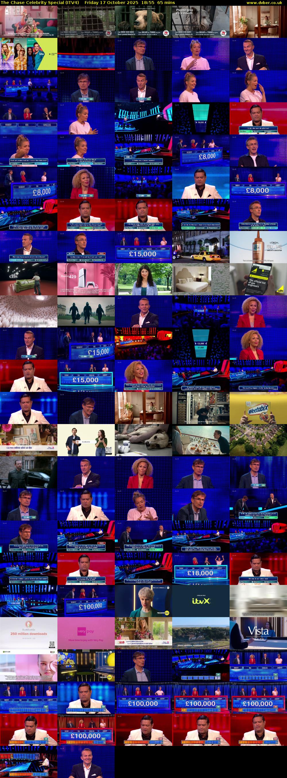 The Chase Celebrity Special (ITV4) Friday 17 October 2025 18:55 - 20:00