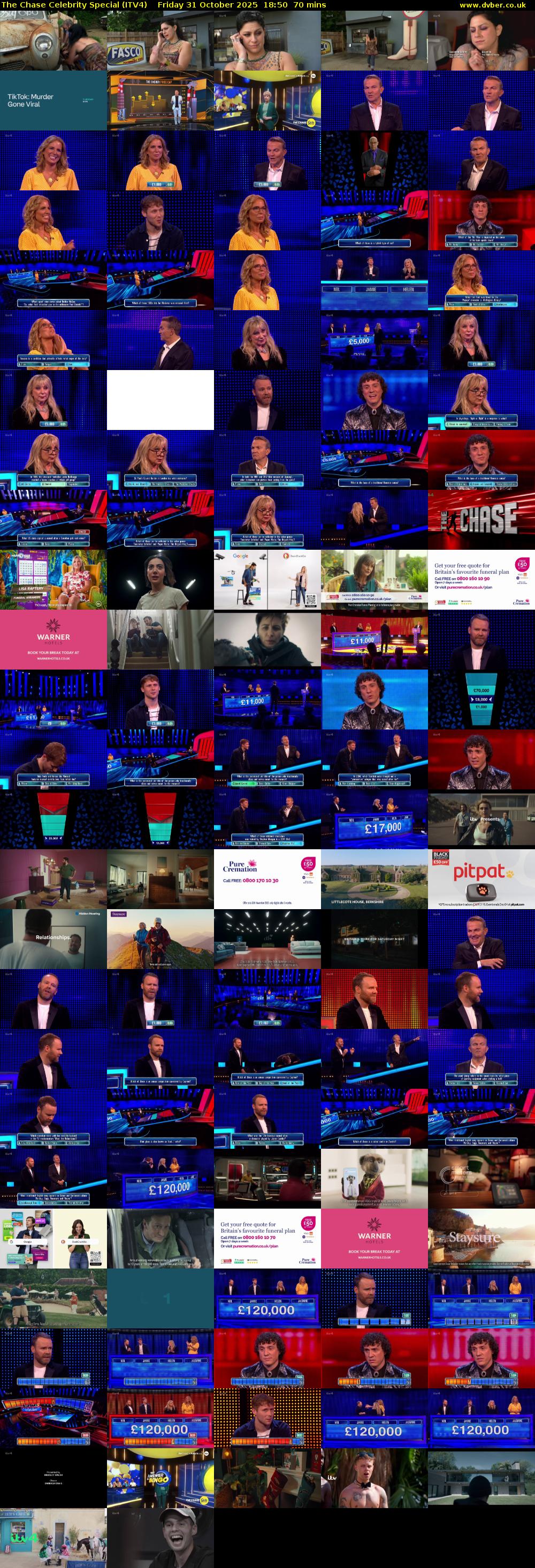 The Chase Celebrity Special (ITV4) Friday 31 October 2025 18:50 - 20:00