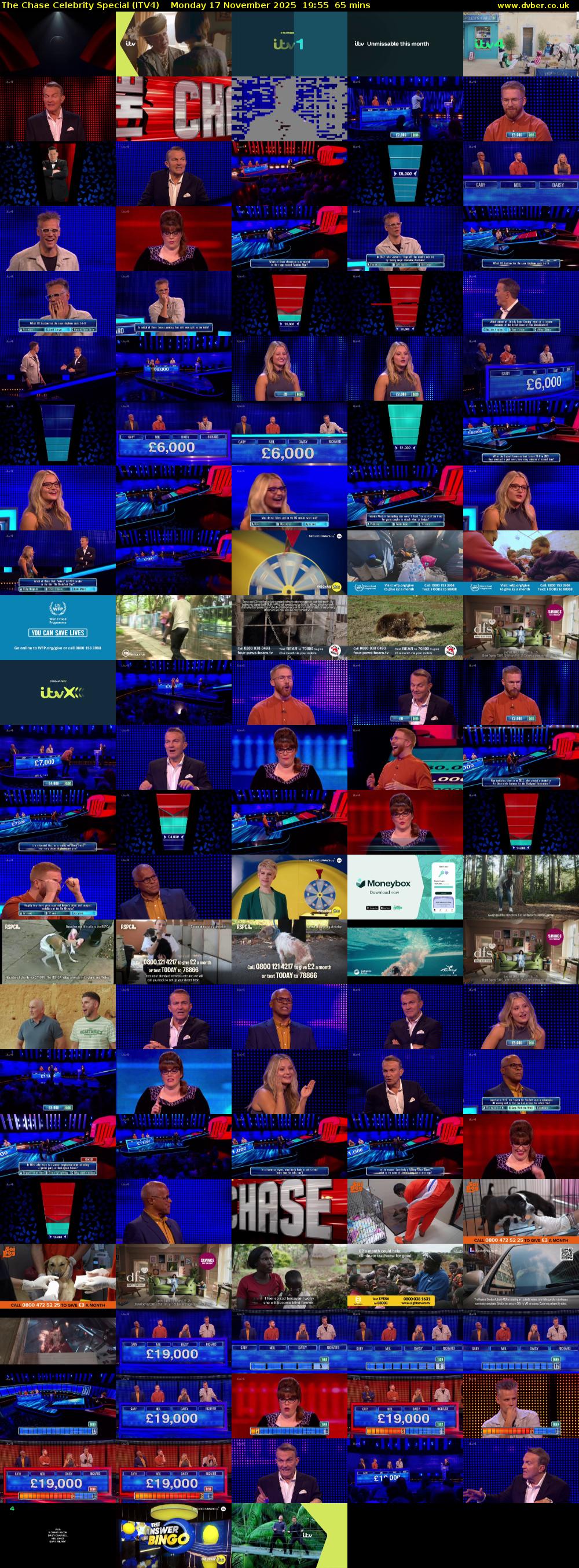 The Chase Celebrity Special (ITV4) Monday 17 November 2025 19:55 - 21:00