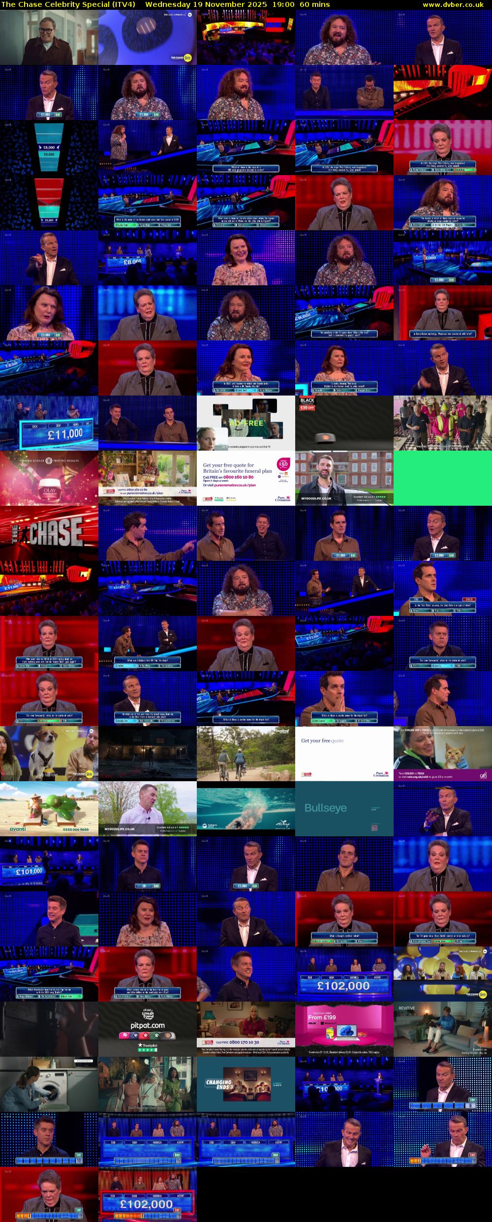 The Chase Celebrity Special (ITV4) Wednesday 19 November 2025 19:00 - 20:00