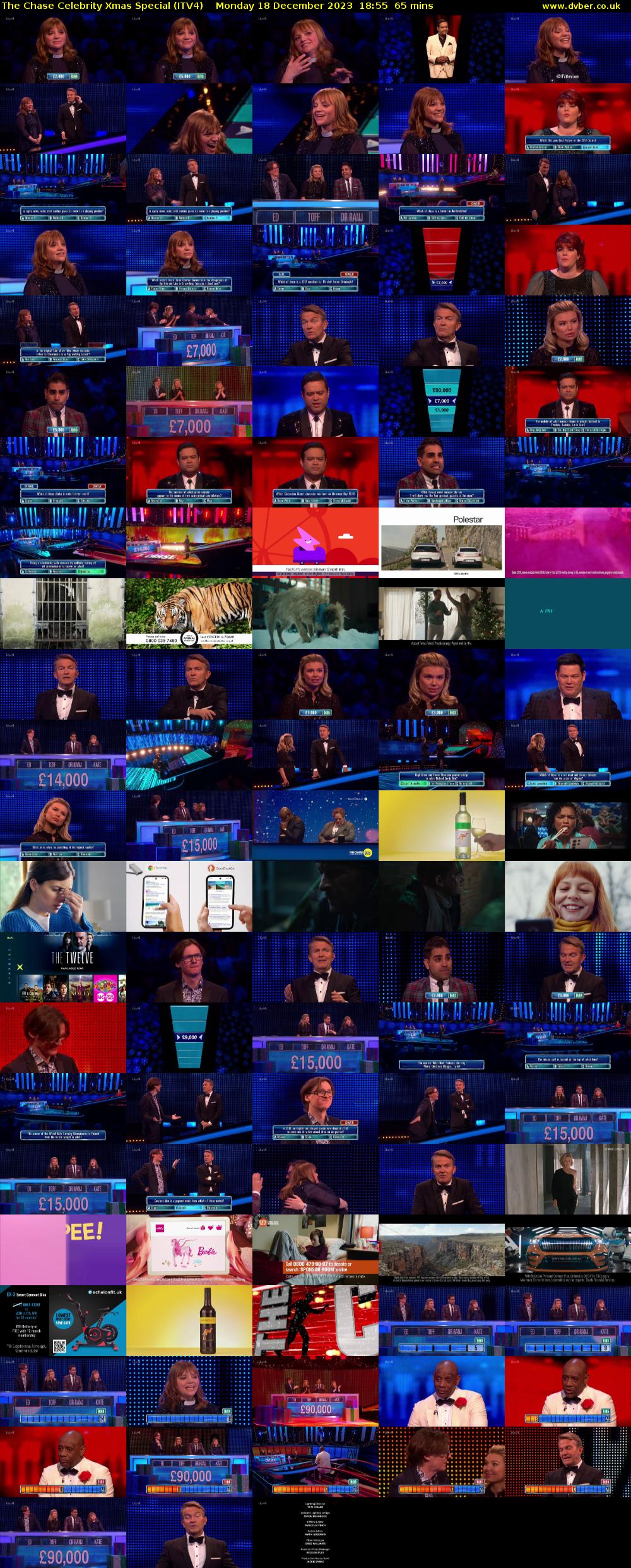 The Chase Celebrity Xmas Special (ITV4) Monday 18 December 2023 18:55 - 20:00
