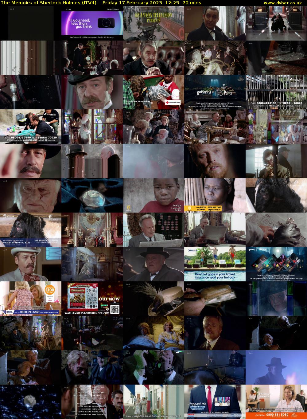 The Memoirs of Sherlock Holmes (ITV4) Friday 17 February 2023 12:25 - 13:35