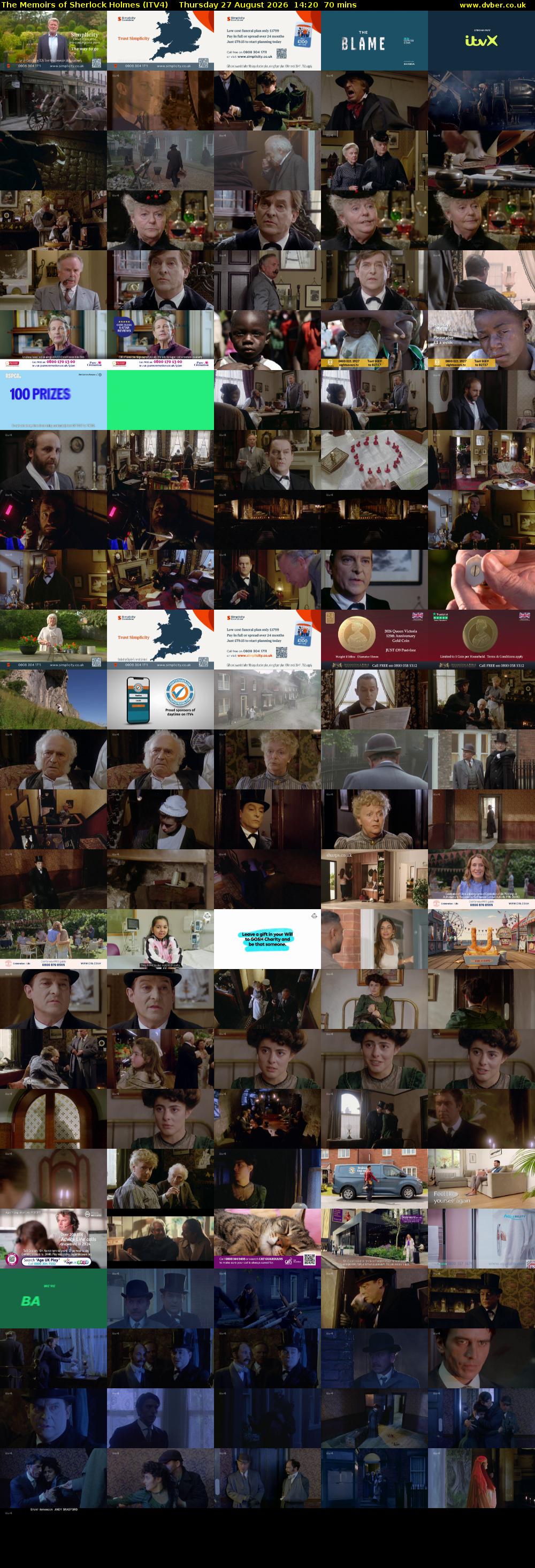 The Memoirs of Sherlock Holmes (ITV4) Thursday 27 August 2026 14:20 - 15:30