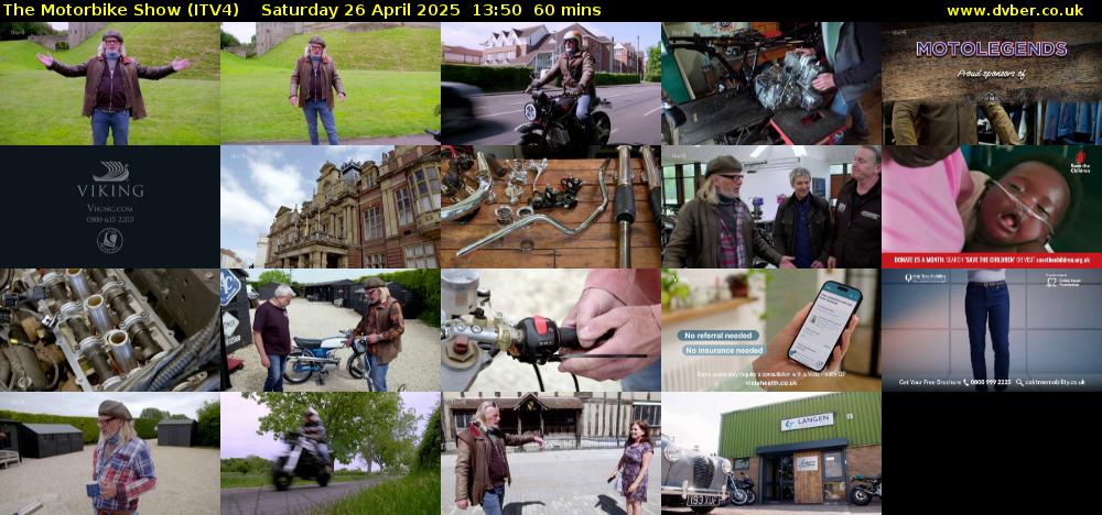 The Motorbike Show (ITV4) Saturday 26 April 2025 13:50 - 14:50