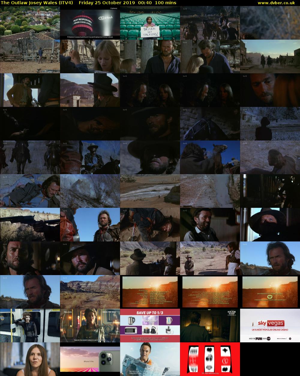 The Outlaw Josey Wales (ITV4) Friday 25 October 2019 00:40 - 02:20