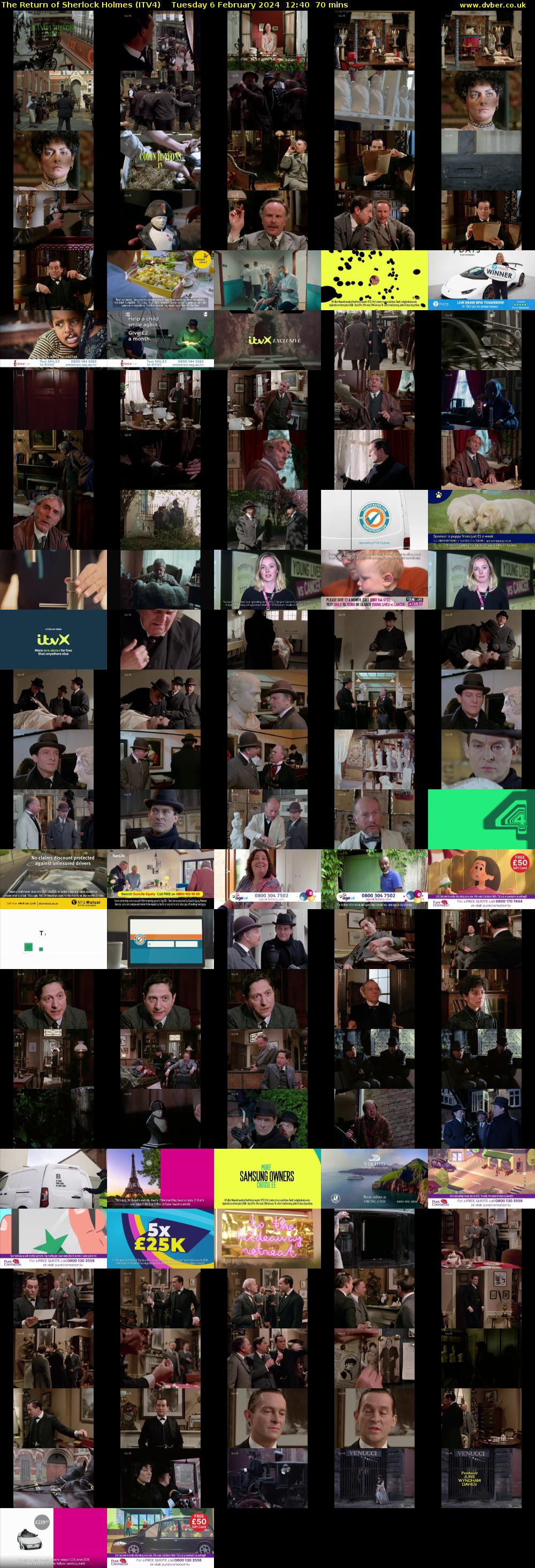 The Return of Sherlock Holmes (ITV4) Tuesday 6 February 2024 12:40 - 13:50