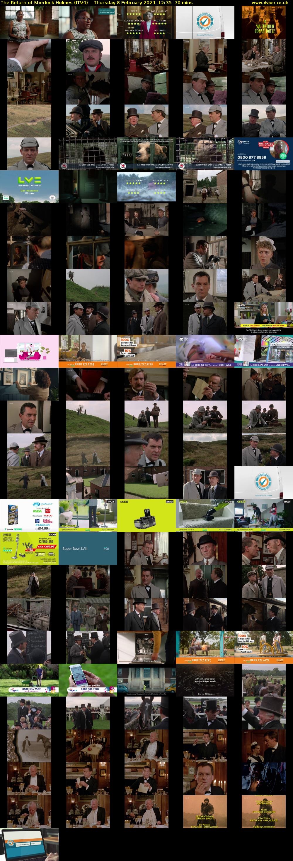 The Return of Sherlock Holmes (ITV4) Thursday 8 February 2024 12:35 - 13:45