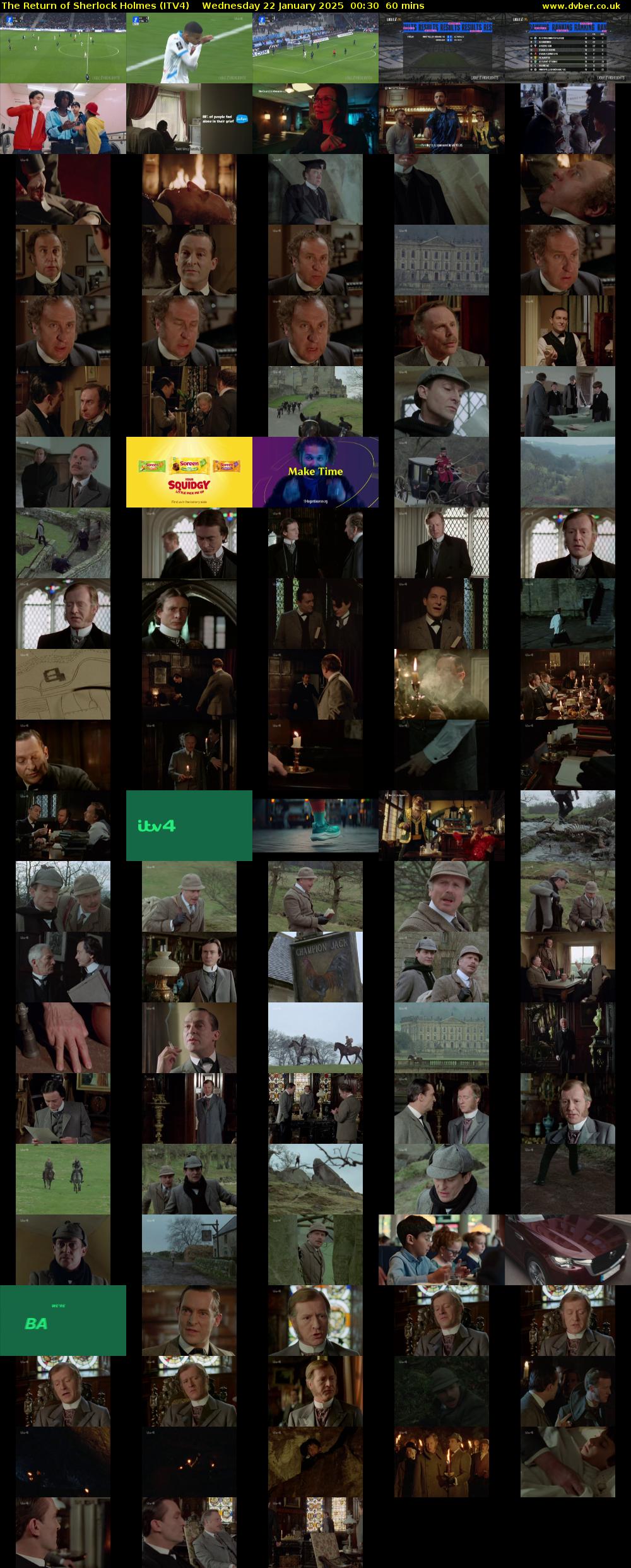 The Return of Sherlock Holmes (ITV4) Wednesday 22 January 2025 00:30 - 01:30