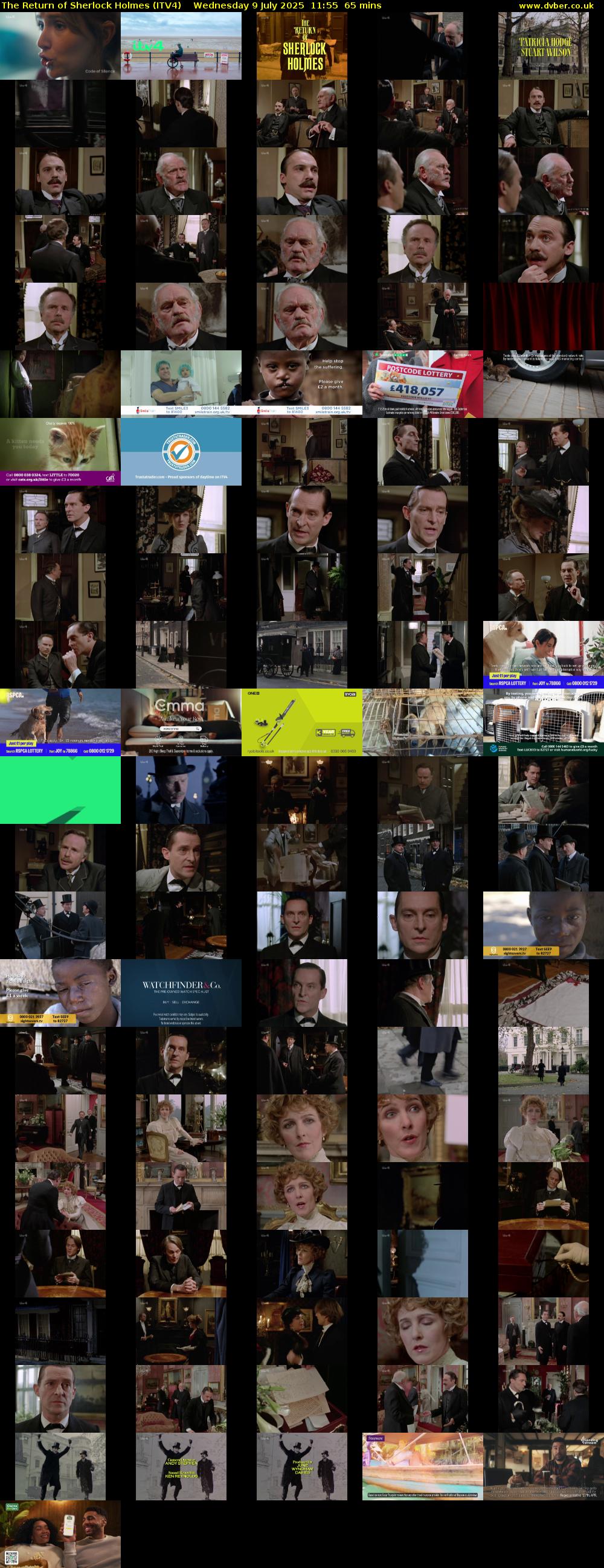 The Return of Sherlock Holmes (ITV4) Wednesday 9 July 2025 11:55 - 13:00