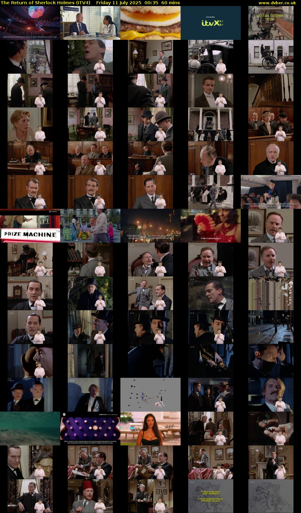 The Return of Sherlock Holmes (ITV4) Friday 11 July 2025 00:35 - 01:35