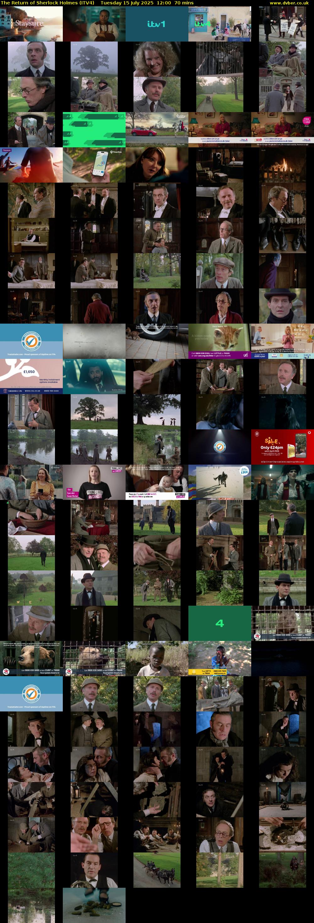 The Return of Sherlock Holmes (ITV4) Tuesday 15 July 2025 12:00 - 13:10