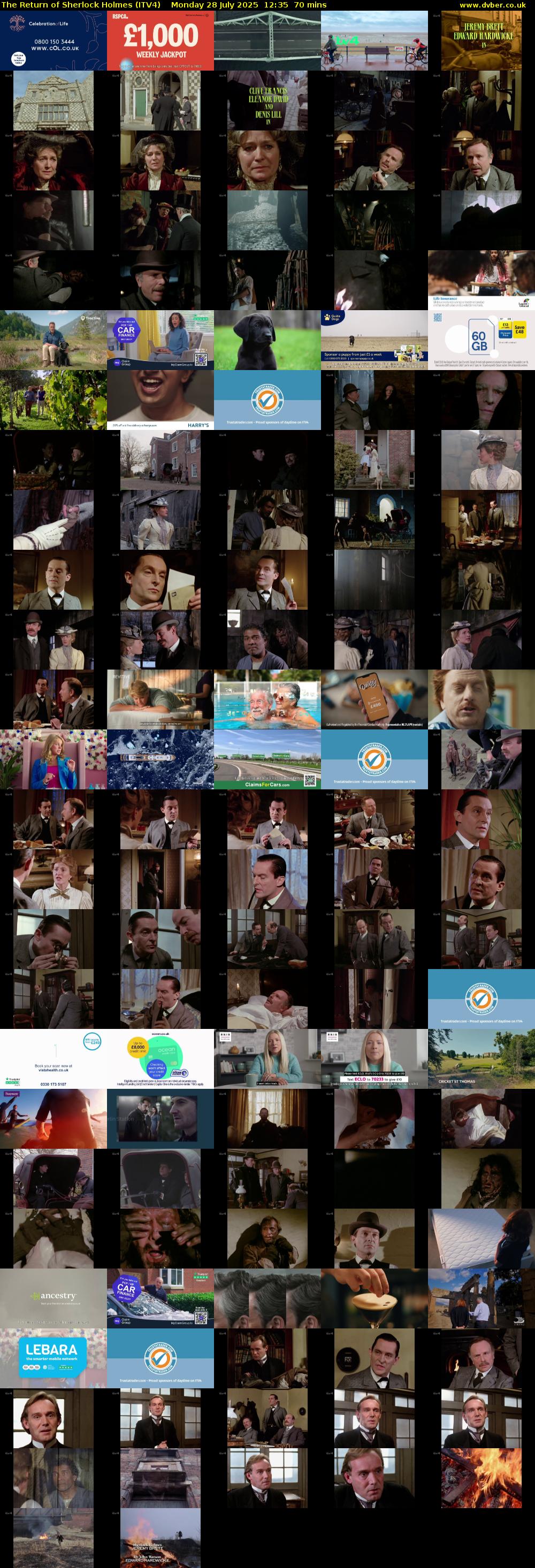 The Return of Sherlock Holmes (ITV4) Monday 28 July 2025 12:35 - 13:45