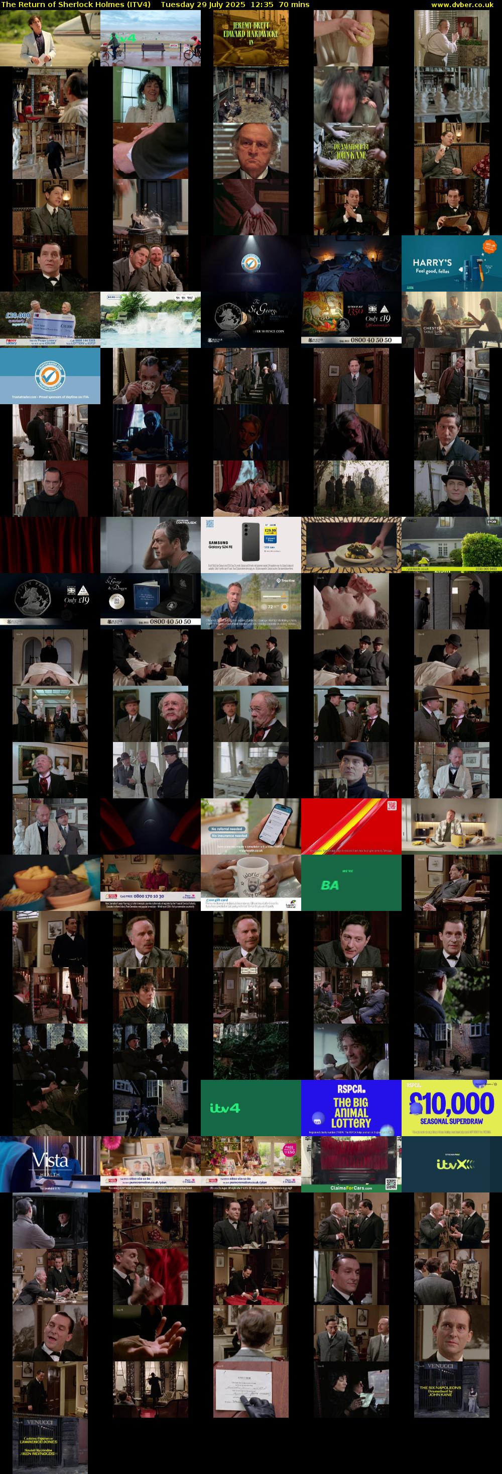 The Return of Sherlock Holmes (ITV4) Tuesday 29 July 2025 12:35 - 13:45