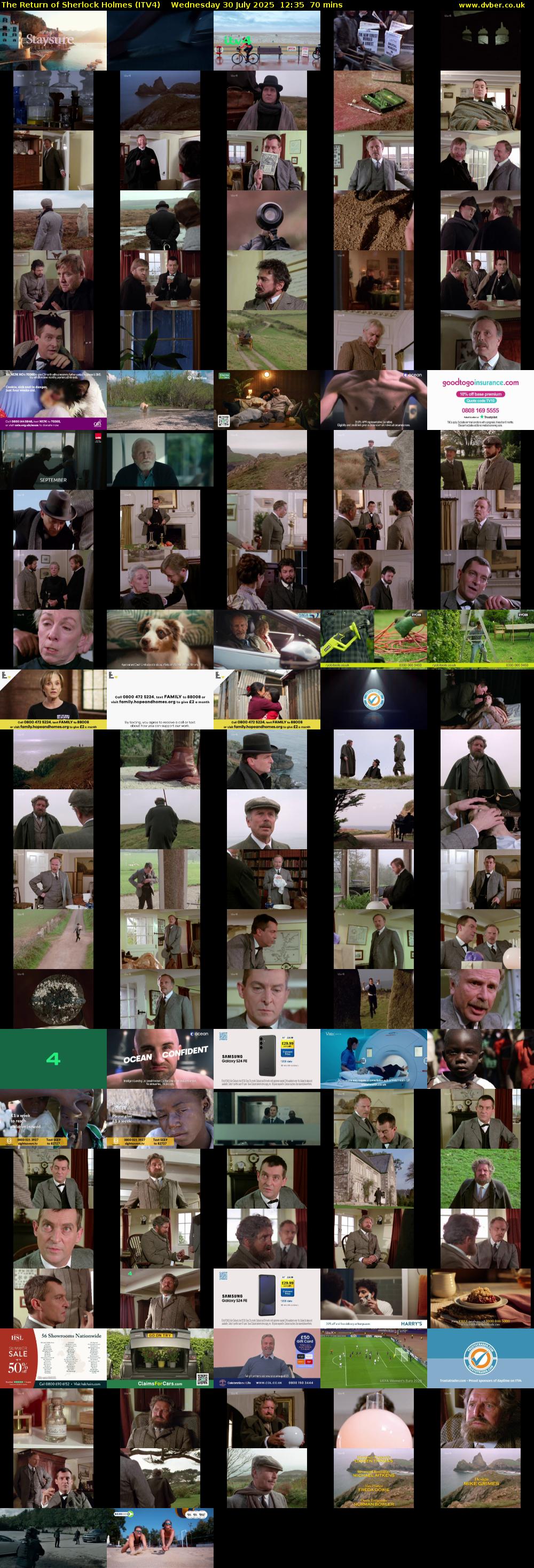 The Return of Sherlock Holmes (ITV4) Wednesday 30 July 2025 12:35 - 13:45