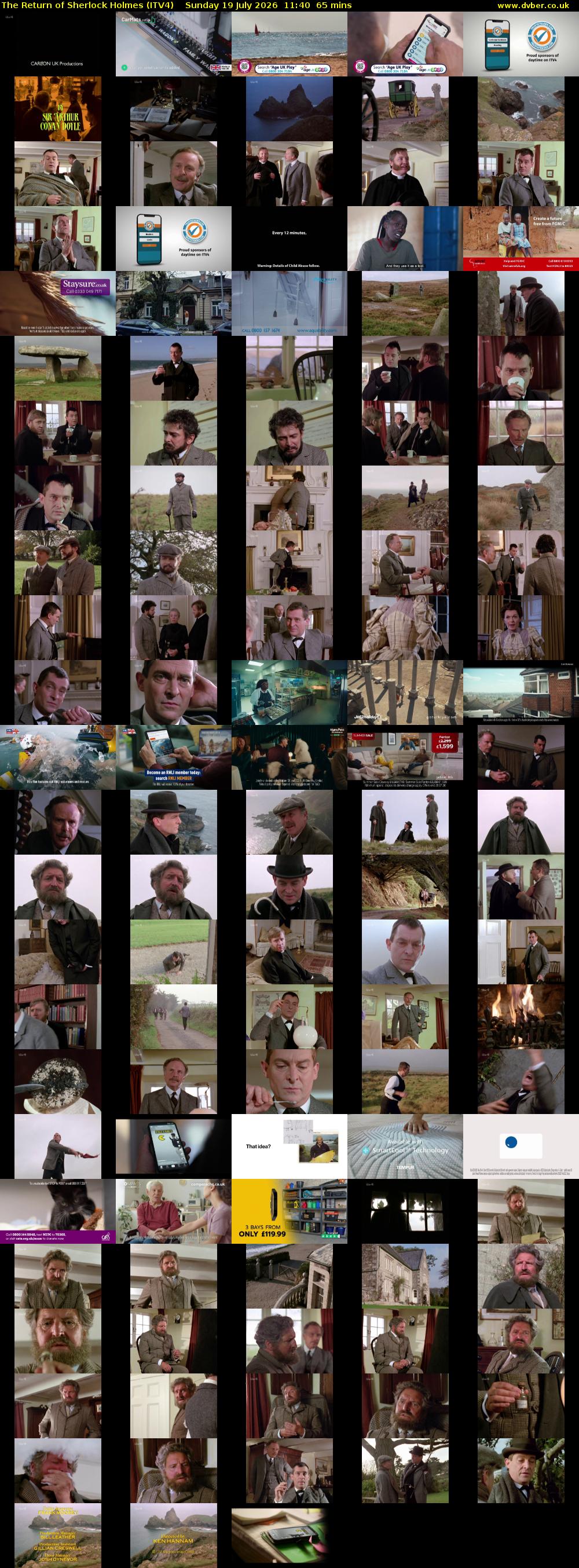 The Return of Sherlock Holmes (ITV4) Sunday 19 July 2026 11:40 - 12:45