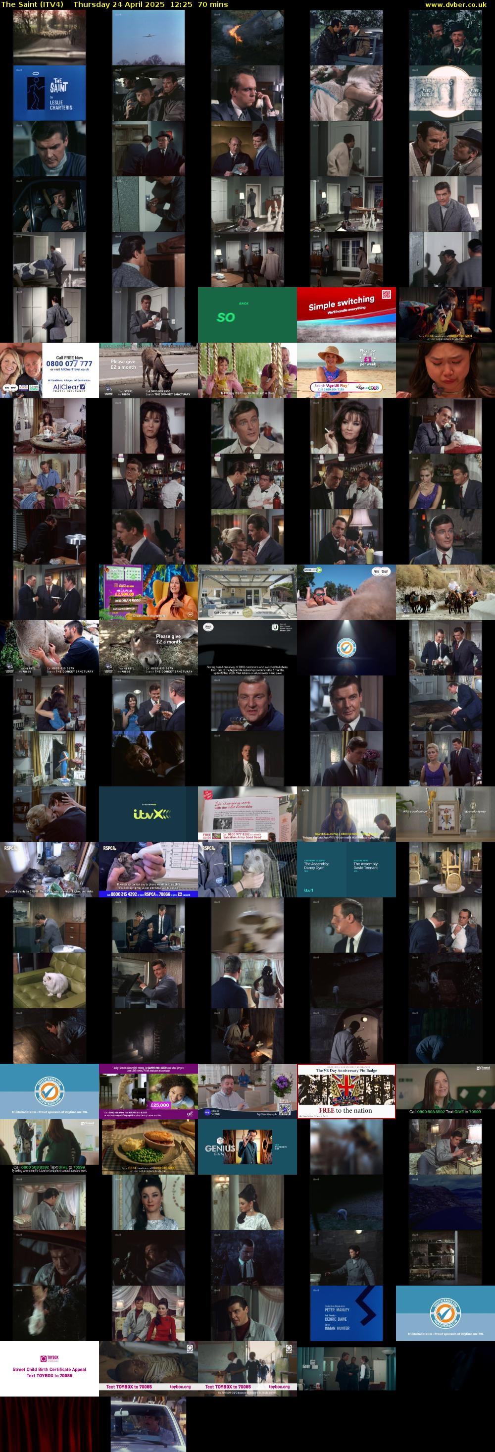The Saint (ITV4) Thursday 24 April 2025 12:25 - 13:35