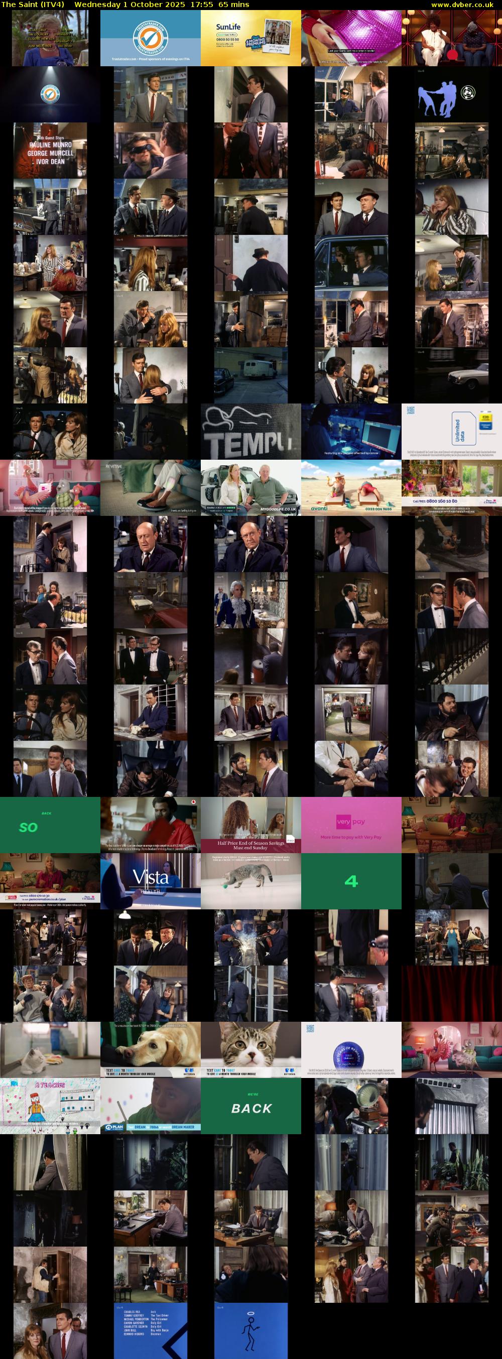 The Saint (ITV4) Wednesday 1 October 2025 17:55 - 19:00