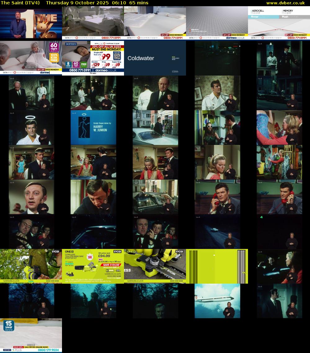 The Saint (ITV4) Thursday 9 October 2025 06:10 - 07:15