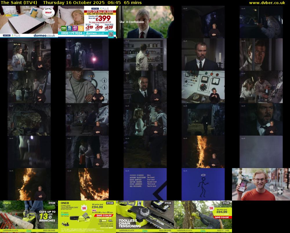 The Saint (ITV4) Thursday 16 October 2025 06:45 - 07:50