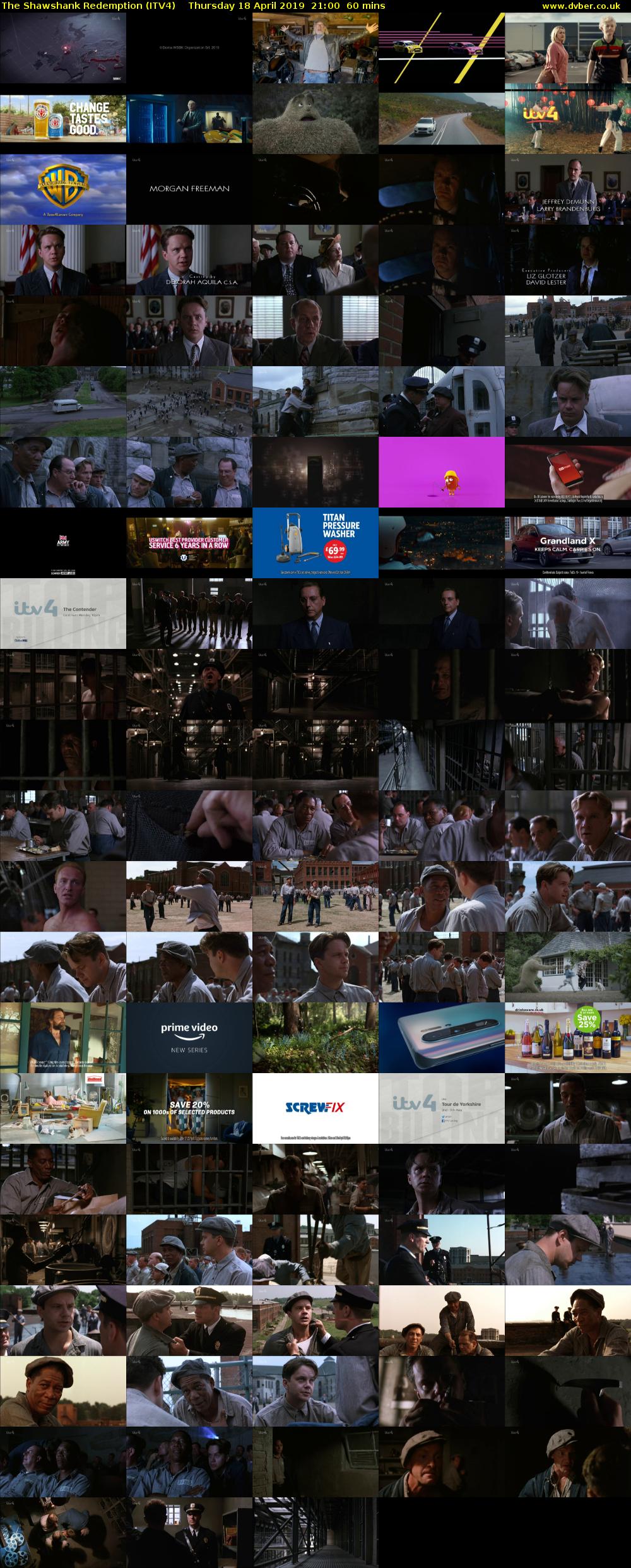 The Shawshank Redemption (ITV4) Thursday 18 April 2019 21:00 - 22:00