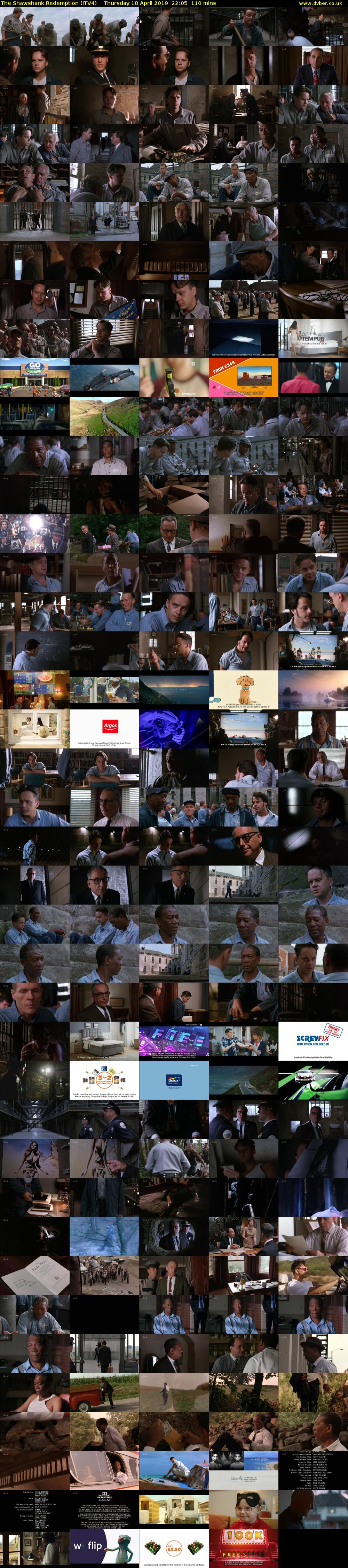 The Shawshank Redemption (ITV4) Thursday 18 April 2019 22:05 - 23:55