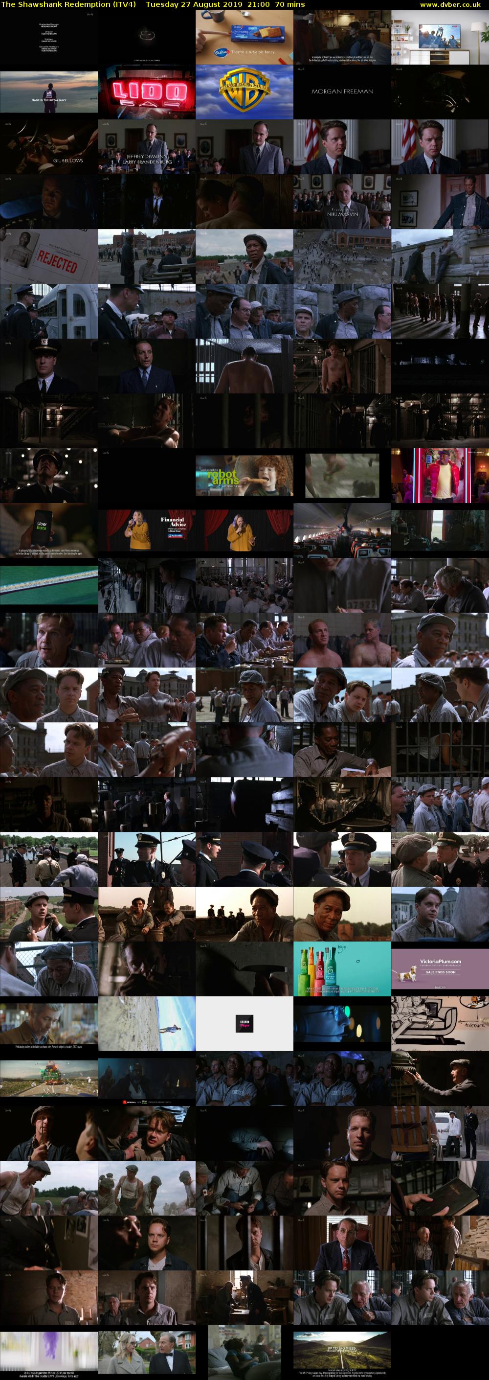 The Shawshank Redemption (ITV4) Tuesday 27 August 2019 21:00 - 22:10
