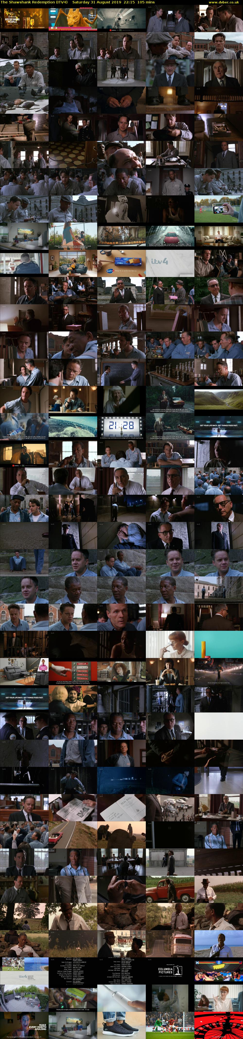 The Shawshank Redemption (ITV4) Saturday 31 August 2019 22:15 - 00:00