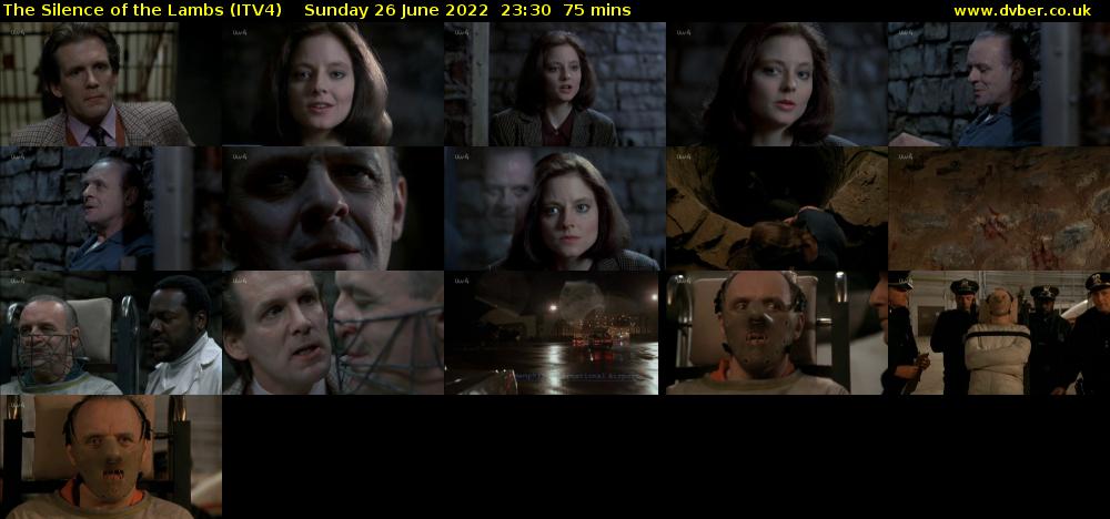 The Silence of the Lambs (ITV4) Sunday 26 June 2022 23:30 - 00:45