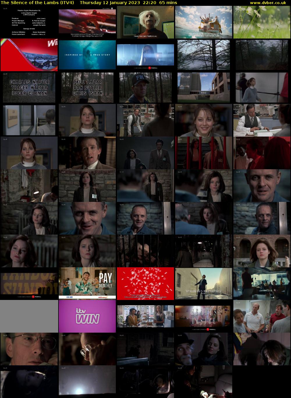 The Silence of the Lambs (ITV4) Thursday 12 January 2023 22:20 - 23:25
