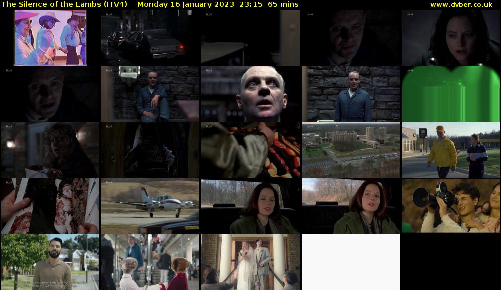 The Silence of the Lambs (ITV4) Monday 16 January 2023 23:15 - 00:20