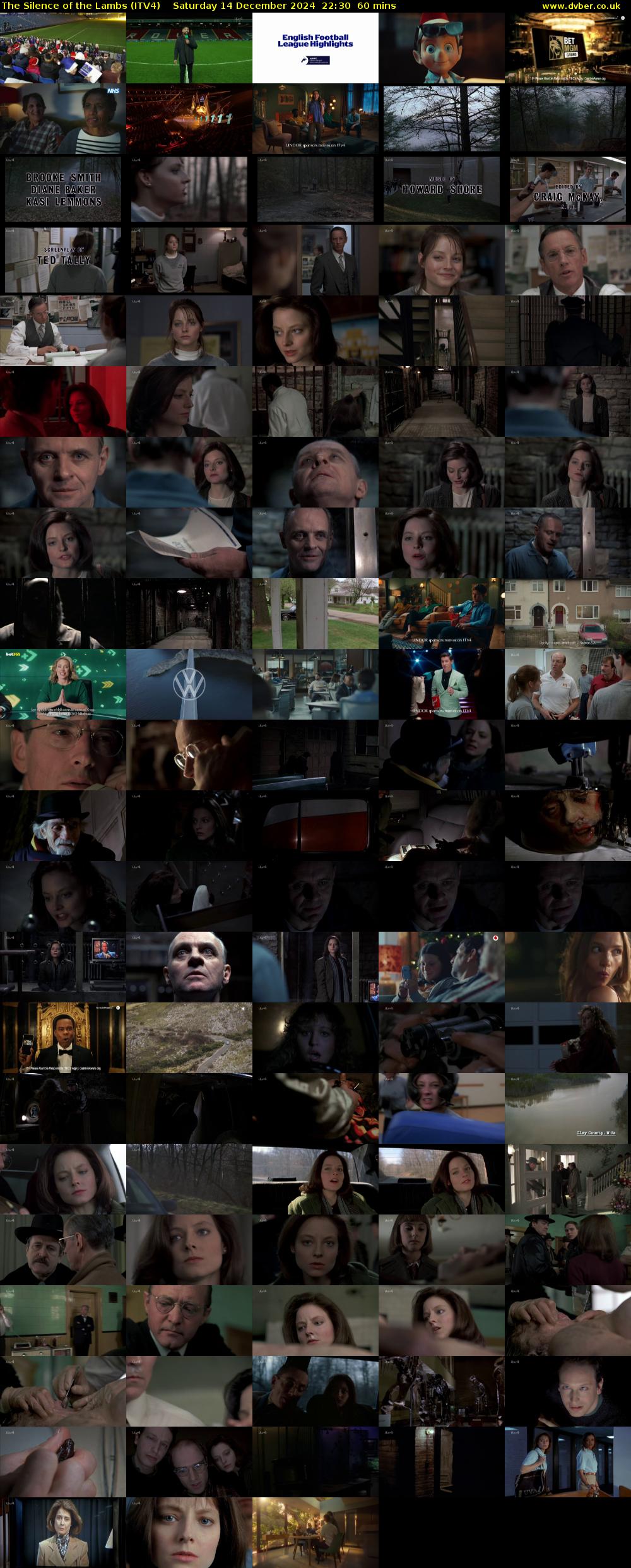The Silence of the Lambs (ITV4) Saturday 14 December 2024 22:30 - 23:30