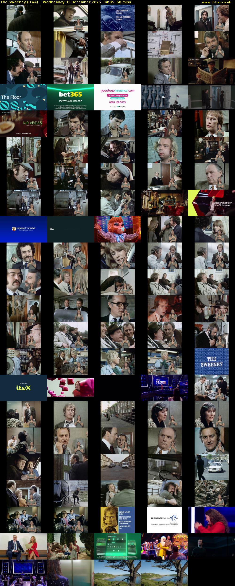 The Sweeney (ITV4) Wednesday 31 December 2025 04:05 - 05:05