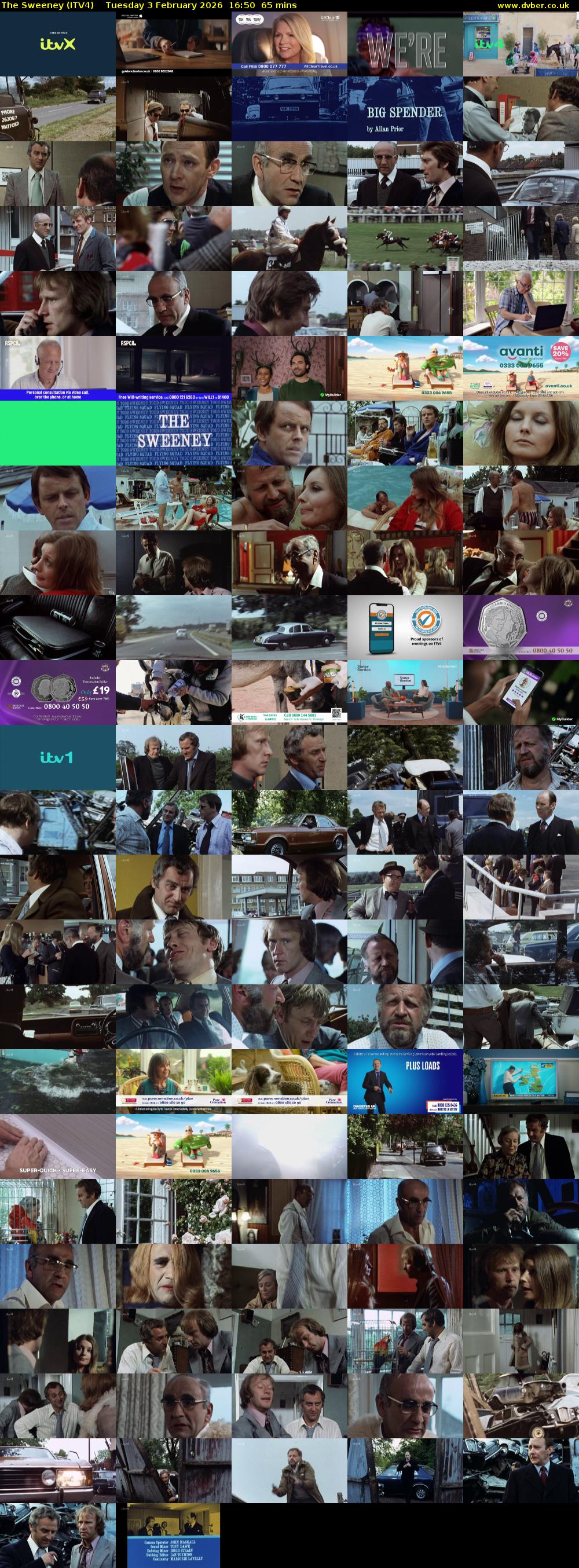 The Sweeney (ITV4) Tuesday 3 February 2026 16:50 - 17:55