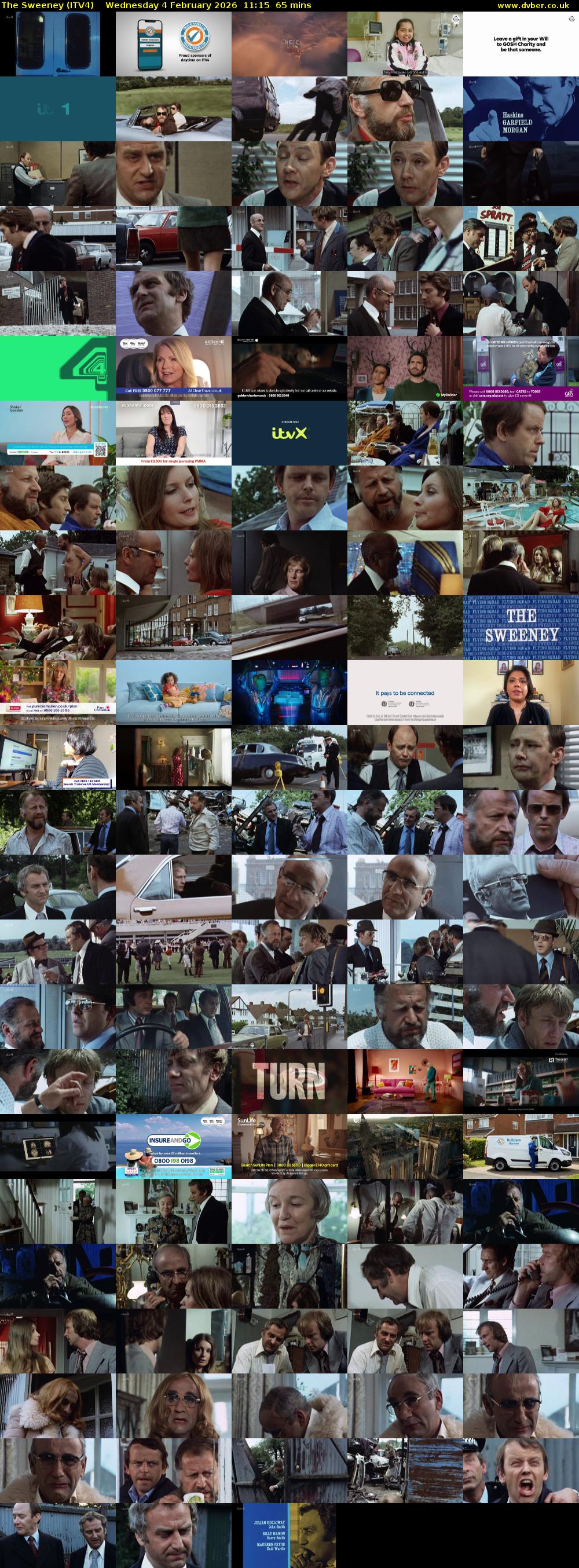 The Sweeney (ITV4) Wednesday 4 February 2026 11:15 - 12:20