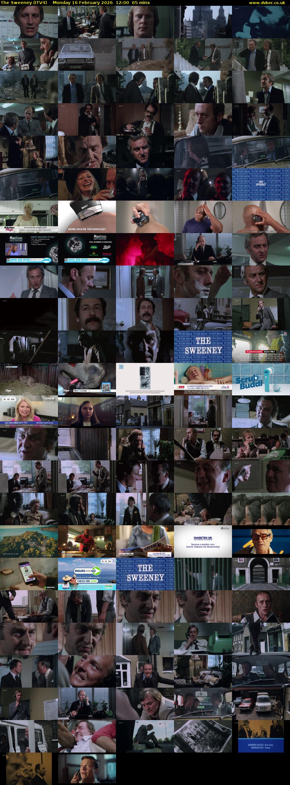 The Sweeney (ITV4) Monday 16 February 2026 12:00 - 13:05