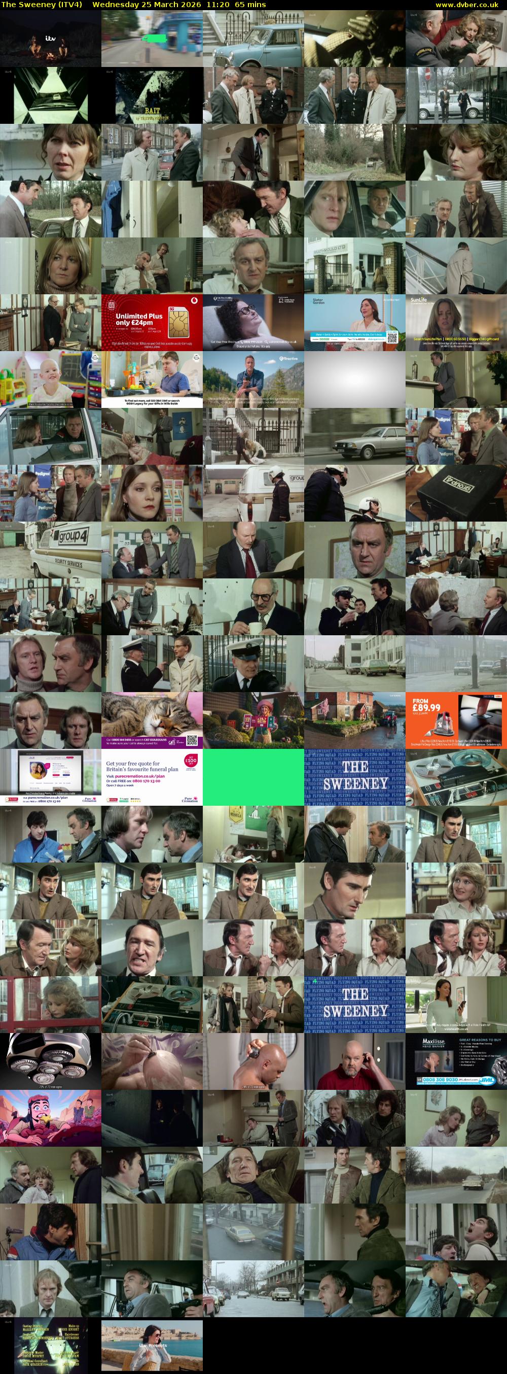 The Sweeney (ITV4) Wednesday 25 March 2026 11:20 - 12:25