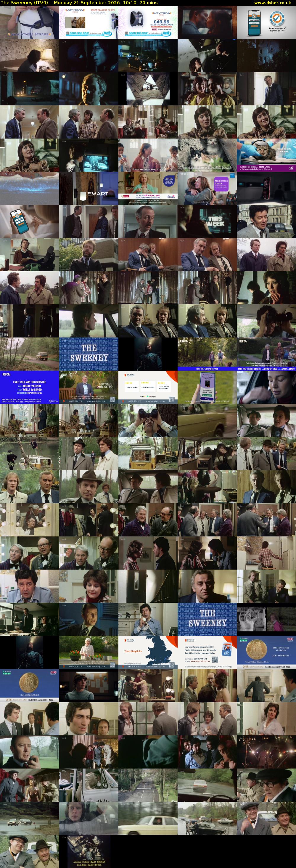 The Sweeney (ITV4) Monday 21 September 2026 10:10 - 11:20