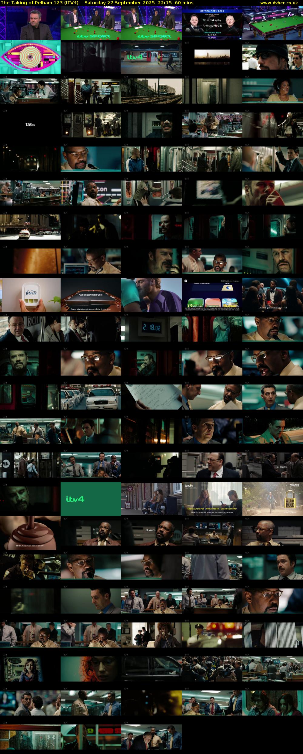 The Taking of Pelham 123 (ITV4) Saturday 27 September 2025 22:15 - 23:15