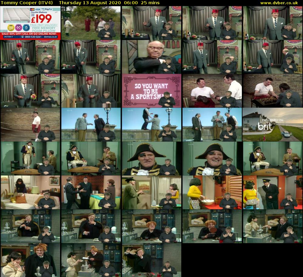 Tommy Cooper (ITV4) Thursday 13 August 2020 06:00 - 06:25