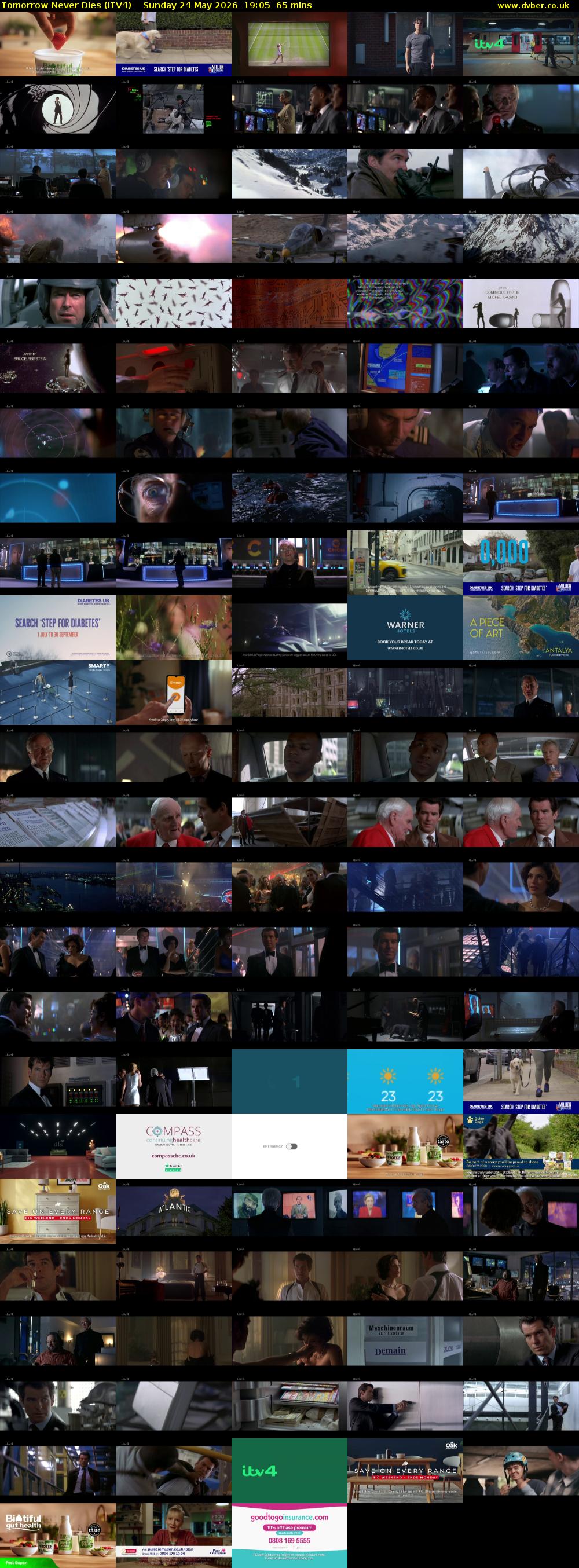 Tomorrow Never Dies (ITV4) Sunday 24 May 2026 19:05 - 20:10