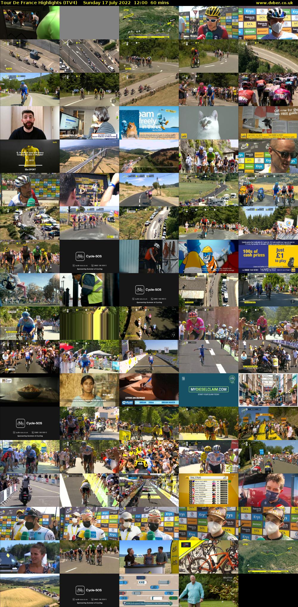 Tour De France Highlights (ITV4) Sunday 17 July 2022 12:00 - 13:00