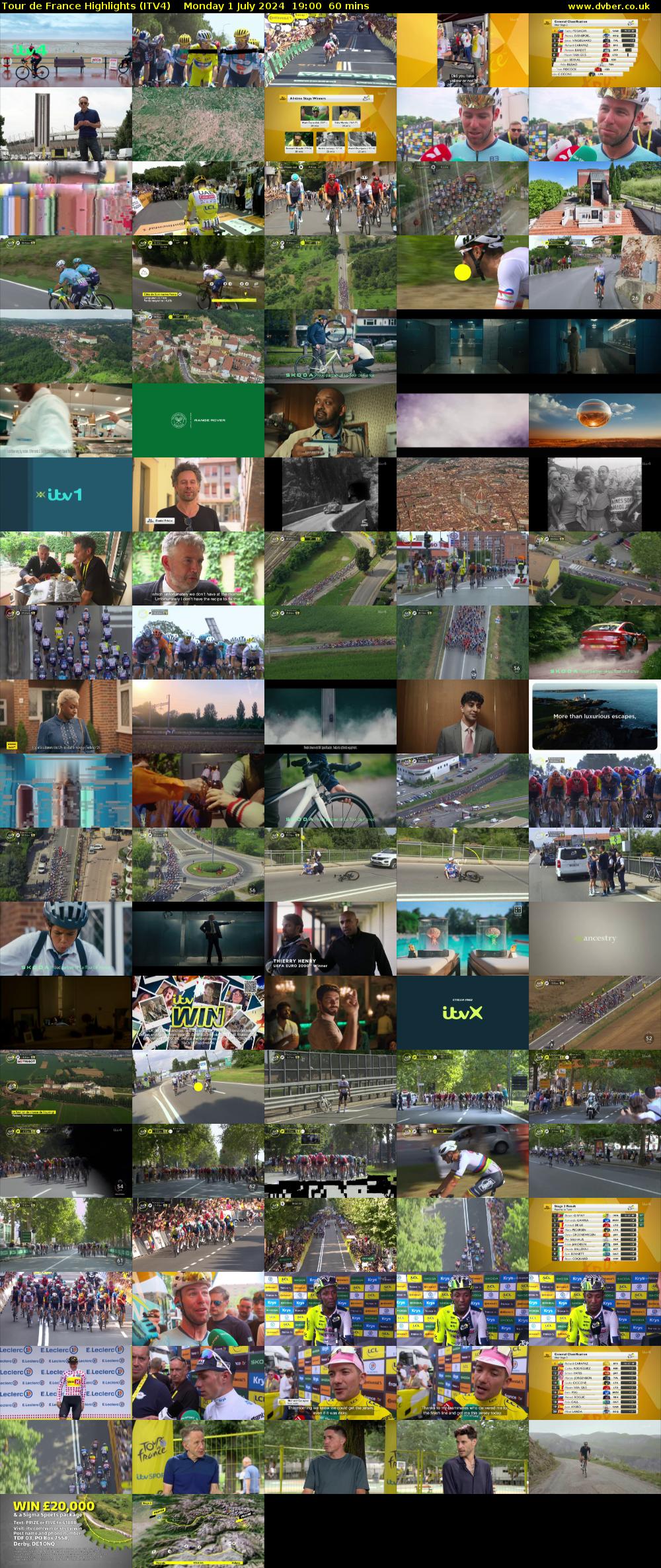 Tour De France Highlights (ITV4) Monday 1 July 2024 19:00 - 20:00