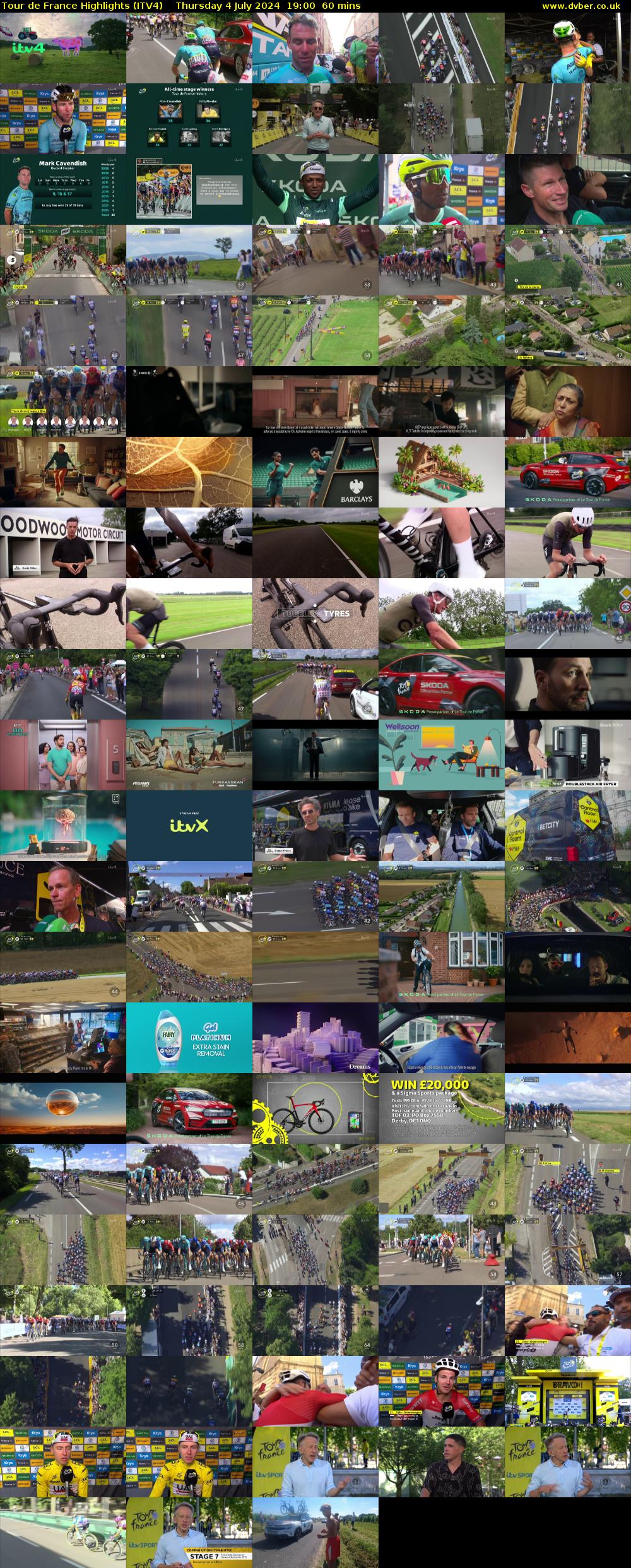 Tour De France Highlights (ITV4) Thursday 4 July 2024 19:00 - 20:00
